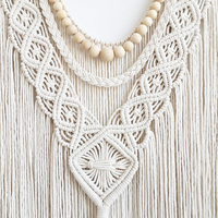Perle en bois grand macramé tenture murale Chic bohème tapisserie tissée à la main pour chambre salon fête de mariage