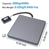 Timbangan Pos Digital LCD Stainless Steel 200kg, Timbangan Pengiriman Elektronik dengan Kaki yang Dapat Disesuaikan
