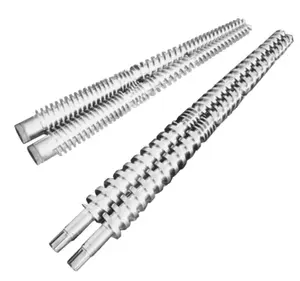 JINFANG 55/105 nuevo diseño buen efecto plastificante cónico doble tornillo y barril para extrusión de tubería de PVC