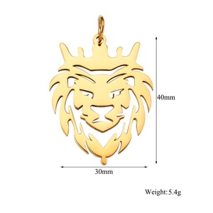 Collier pendentif punk en acier inoxydable poli, motif couronne creuse Lion King, pour breloques DIY et accessoires de fabrication de bijoux rock - Product Image 3