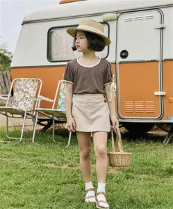 2024 Offre Spéciale été couleur unie coton lin Shorts pour filles âgées de 2 à 6 ans vêtements pour enfants à la mode