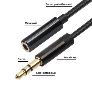 Son Hi-Fi 3.5mm Câble Aux Mâle à Femelle Nylon Tressé <span class=keywords><strong>Casque</strong></span> Cordon Aux Cordon Câble Audio Auxiliaire pour Voiture, <span class=keywords><strong>Casque</strong></span> - Product Image 2
