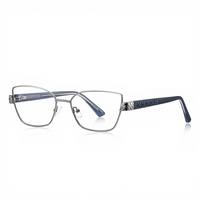 Lunettes anti-lumière bleue transfrontalières 3167 – Monture en métal large à bordure complète avec inserts en propionate pour femmes aux petits visages, effet rajeunissant