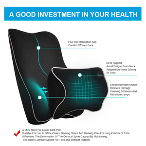 Cojín de Soporte Lumbar y Reposacabezas para Automóvil Personalizado OEM, para Silla de Oficina y Asiento de Automóvil, Juego de Almohadas para el Cuello de Espuma Viscoelástica con Funda de Malla - Product Image 3