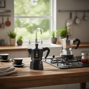 Cafetera de Aluminio 3 Tazas MOKA EXPRESS Monograma Omino Negro 0008002 MR - Product Image 3