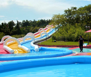 Trượt Nước Bơm Hơi Pvc Giá Rẻ Thương Mại Màu Vàng Trắng Và Trượt Thành Phố Cho Trẻ Em Và Người Lớn - Product Image 2