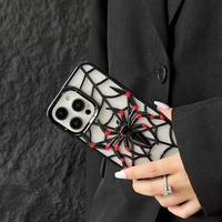 Coque de téléphone toile d'araignée pour iphone 17 Pro Max noir brillant 3D en forme d'araignée coque de téléphone portable refroidissement pour TECNO Spark Go 2023