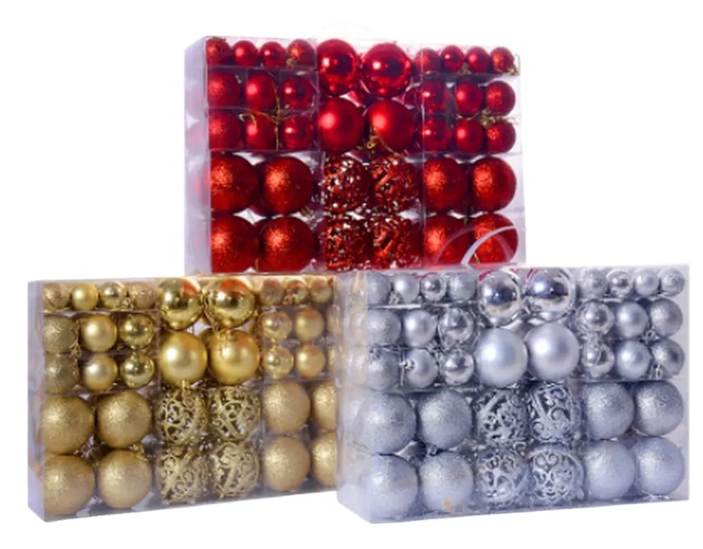 wholesale factory price Christmas luxury plastic ball Xmas baubles in set decorations supplier