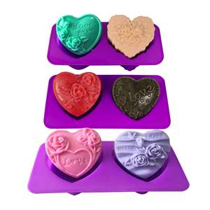 Early Riser Valentine's <span class=keywords><strong>Special</strong></span> Moule <span class=keywords><strong>en</strong></span> silicone à 2 cavités avec cœur et rose Moule à chocolat/gâteau/bougie/<span class=keywords><strong>savon</strong></span> de qualité alimentaire - Product Image 1
