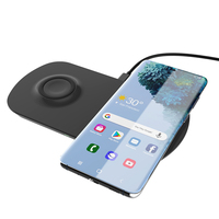 Almohadilla de soporte para cargador inalámbrico 2 en 1, carga rápida Dual de 15W para Samsung Galaxy Watch, auriculares, Android, móvil, iPhone, Airpods