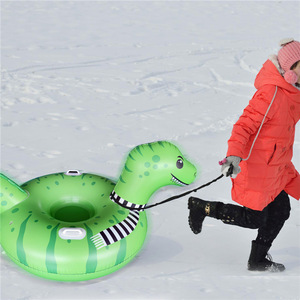 Inflatable Dinosaur Snow Tube 170x107x80cm Green PVC Adult Skiing Toy Universal Use - Product Image 2