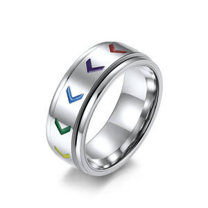 Rotating Rainbow Flag <b>Titanium</b> Steel <b>Ring</b> Arrow Pattern Unisex Fashion Jewelry Gift From Dongguan - Product Image 5