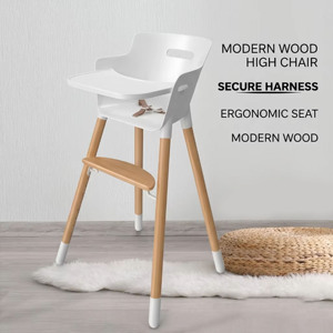 Chaise haute bébé 3 en 1 en bois et plastique, portable, pour repas, siège d'alimentation moderne et traditionnel, restaurant, hôtel - Product Image 4