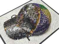 Casquettes de baseball FDL de luxe en sequins et perles pour la décoration du Mardi Gras, sequins or, violet et vert, unisexe, en stock