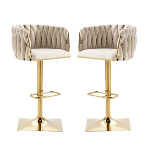 Taburete alto nórdico moderno de Color personalizado, silla de <span class=keywords><strong>Bar</strong></span> giratoria contemporánea, marco de madera/Metal, cuero PU para comedor, cocina al aire libre - Product Image 3