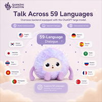 Sac bandoulière en peluche AI grand pompon 22 cm violet dégradé ChatGPT 80+ langues Clonage vocal Mémoire longue durée Compagnon chantant