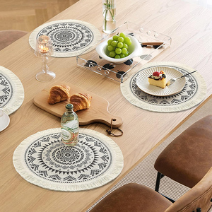 Sets de table en coton faits à la main avec une couleur tissée à la mode collection de sets de table ronds de style traditionnel imperméables pour les mariages - Product Image 3
