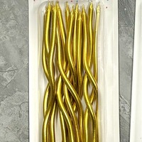Bougies d'anniversaire courbées colorées plaquées or en gros pour fêtes et décorations de pâtisserie, emballage sur carte à ventouse