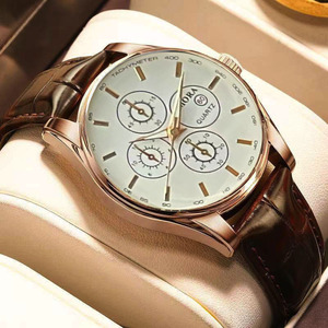 Montre mécanique pour homme, bracelet en cuir véritable, chronographe, indicateur 24 heures, boucle en acier inoxydable - Product Image 2