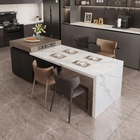Table de salle à manger rétractable sur mesure en pierre frittée pour îlot de cuisine, bar à thé ou plan de travail pour cuisine ouverte