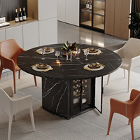 Table à manger ronde moderne avec armoire de rangement, étagère réglable, finition bois, compacte, durable, idéale pour appartement, vente en gros directe