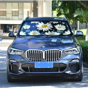 SUNNUO PVC Car Front Windshield Sunshade Custom Daisy Flower Polka Dot Folding Reflector Blocks UV Rays To Protect Your Car