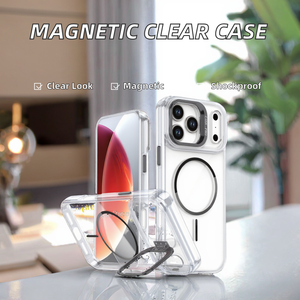 Étui de téléphone transparent magnétique avec support de maintien pour iPhone 11 |   Housse de protection antichoc TPU+PC - Product Image 2