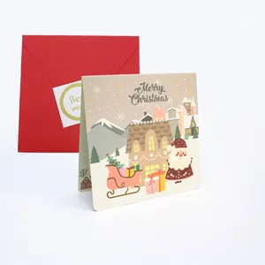 Различные 3D Рождественская открытка Санта-Клаус и его новая санка поздравительная открытка пригодна для повторного использования с записью конверт наклейка Печать Подарочная бирка для праздника