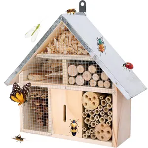 Maison d'insecte en bois pour jardin, hôtel d'insecte pour coccinelles, maçon, abeilles, papillons, coccinelles suspendues, aquarium en bambou