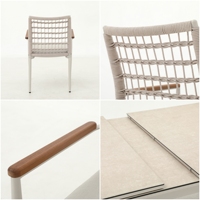 Ensemble de table et chaises de salle à manger pour patio en aluminium durable, avec coussins résistants à l'eau, style minimaliste, pour usage extérieur