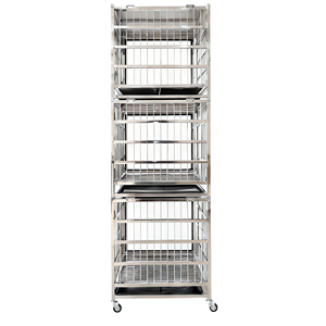 <span class=keywords><strong>Jaula</strong></span> Veterinaria Simple para Perros con Certificación CE, Acero Inoxidable 304, 3 Niveles Plegables, Bandeja <span class=keywords><strong>de</strong></span> Vidrio y Plástico, Cierre <span class=keywords><strong>de</strong></span> Botón, Uso en Exteriores - Product Image 4