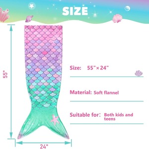 Vente en gros usine : Magnifique <span class=keywords><strong>couverture</strong></span> en flanelle, <span class=keywords><strong>couverture</strong></span> sirène pour fille et adolescente, douce et réconfortante, toutes saisons, sac de couchage <span class=keywords><strong>Petite</strong></span> Sirène - Product Image 3