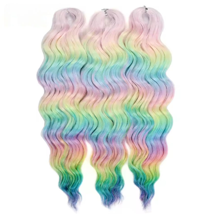 Afro Kinky Deep Twist Wave Synthetic Crotchet Braiding Hair Gogo Water Wave Anna Curl 24Inch Ombre Rainbow Color Curl Hair