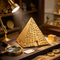 Petite figurine décorative pyramide dorée, statue en résine de mini-pyramide égyptienne ancienne, ornement de table