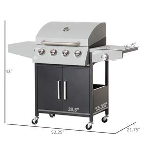 Parrilla de gas para exteriores de hierro de 52 pulgadas con 4+1 quemadores estilo gabinete y quemador lateral de propano para barbacoa. - Product Image 4