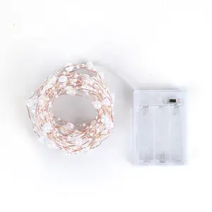 LED 구리 와이어 조명 크리스마스 트리 장식 문자열 조명 DIY 수제 장식 3AAA 배터리 상자 조명 문자열