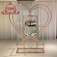 Porte-bouteilles décoratif en forme de cœur pour mariage Barre arrière Présentoir en métal doré