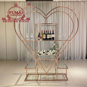 Heart Shape Wedding Decorative Wine Rack Back Bar Golden Metal Display Shelf - Product Image 4