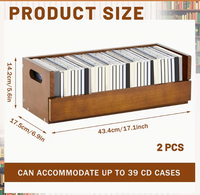 Boîte de rangement en bois pour CD avec poignées, caisse de rangement pour disques vinyles, étagère magnétique empilable pour supports multimédias, support rétro pour cassettes