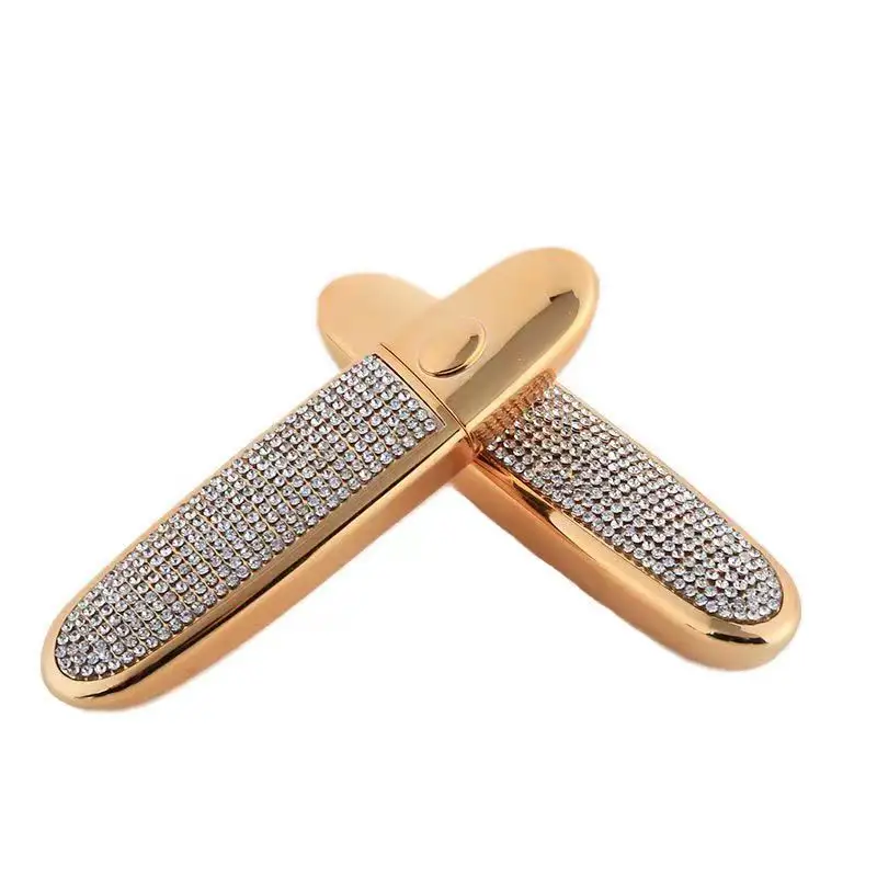 Kemasan rias bibir, 3.5ML bentuk perahu emas berkilau berlian kosong tabung Lip Gloss cair lipstik Bibir