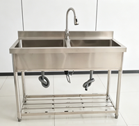 Wastafel Ganda Stainless Steel untuk Luar Ruangan, Komersial, Restoran, Dapur, Laundry, Garasi, Bar, Pertanian, MOQ Besar