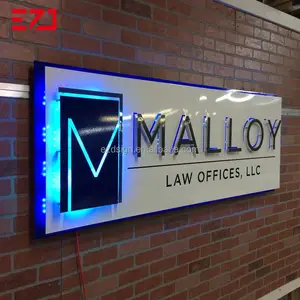 EZD business sign board logo office indoor company business signage wall logo led 3d letter cartello personalizzato