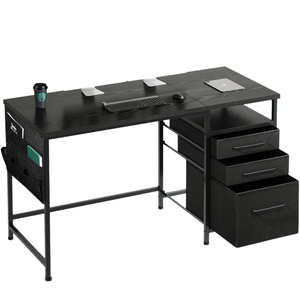 Bureau de jeu avec structure métallique, surface en bois, tiroirs de rangement multifonctionnels, étagères, design peu encombrant et réglable <span class=keywords><strong>pour</strong></span> <span class=keywords><strong>PC</strong></span>/ordinateur portable - Product Image 1