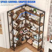 Étagère d'angle haute de 71 pouces, 5 niveaux, en forme de L, design arbre en Y, moderne, autoportante, pour rangement et présentation, salon, MDF