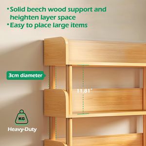 <b>Solid</b> <b>Wood</b> 3 Tier Storage Rack Natural Color Bookshelf For Home Living Room Organization - Product Image 3