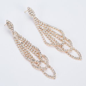 Boucles d'oreilles pendantes plaquées or brillant, style punk, avec chaîne griffe, strass en cristal et pampilles, pour le commerce extérieur euro-américain - Product Image 5