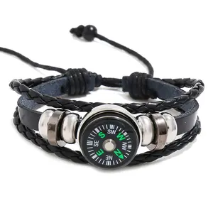 Tactical Wrist Compass Outdoor Camping Tool Survival Adventure Hiking Tourism Equipment Fishing Hunting PU Woven Wristband Gear