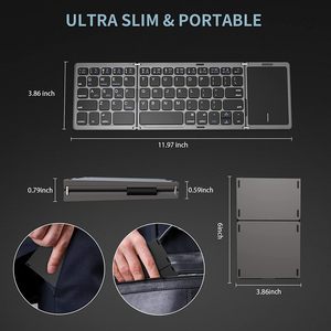 Teclado Bluetooth 5.0 plegable portátil recargable de entrega rápida del fabricante, teclado triple plegable con panel táctil - Product Image 4