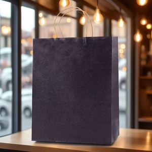 Sac de shopping en papier kraft de luxe écologique et recyclable avec poignée torsadée, sac cadeau coloré pour exposition, promotion en supermarché - Product Image 5