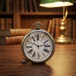 Reloj de Bolsillo Redondo de Metal Antiguo CH con Números Romanos, Acabado Pulido, Decoración para el Hogar, Artículo Coleccionable - Product Image 1
